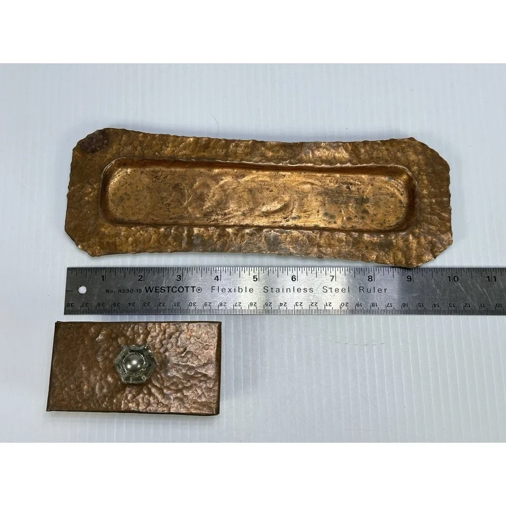 Vintage Desk Set Copper Hand Hammered Pen Tray Ink Blotter